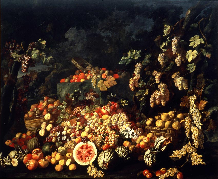 Abraham Brueghel G. Ruoppolo, Natura morta con frutta e fiori, Museo di Capodimonte, 1670